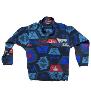 Patagonia Synchilla Aztec AOP Blue Multi T-Snap Sweater Fleece Men's Size Medium